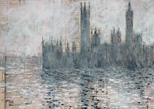 SALE : Westminster : Fifty Shades of Grey (Financial Times) van Wayne Sleeth, Schilderij te koop op Singulart
