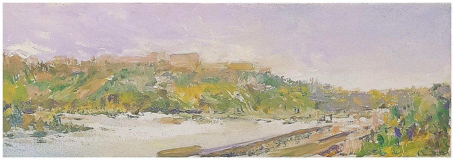 Ehrenbreitstein from Koblenz, oil study Wayne Sleeth