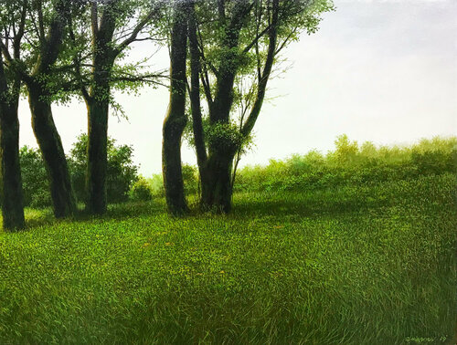 Summer landscape di Henadzi Mironau, Pittura in vendita su Singulart