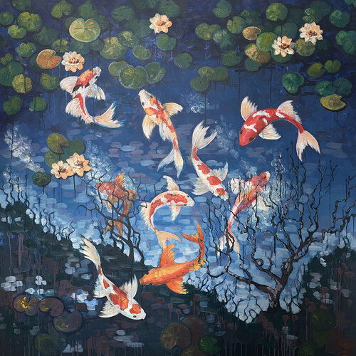 The sky in water lilies di Marina Beresneva, Pittura in vendita su Singulart
