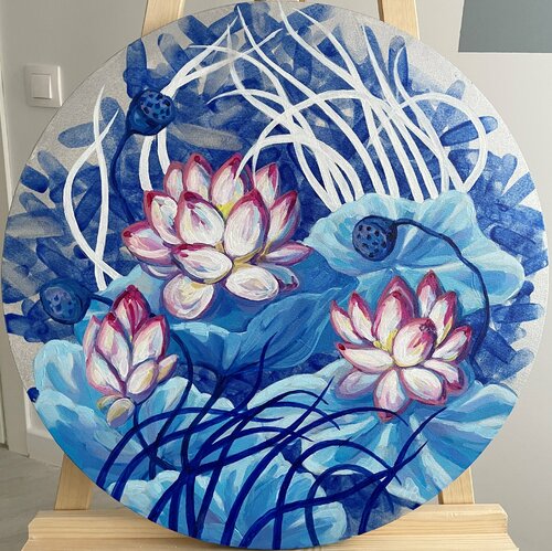 Three water lilies di Marina Beresneva, Pittura in vendita su Singulart
