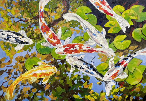 Fish dance in the summer heat van Marina Beresneva, Schilderij te koop op Singulart