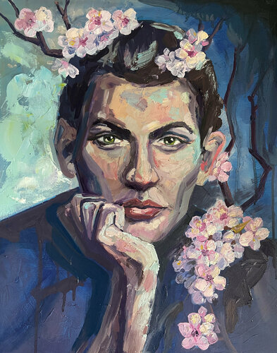 A  man with green eyes van Marina Beresneva, Schilderij te koop op Singulart