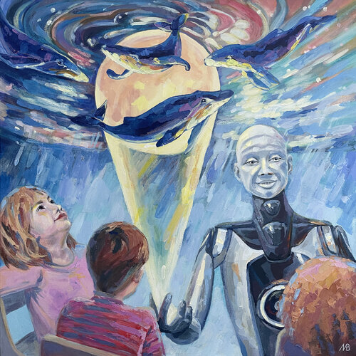 The robot is our best teacher van Marina Beresneva, Schilderij te koop op Singulart