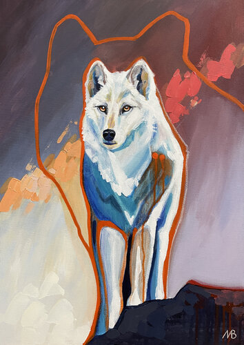 The white wolf van Marina Beresneva, Schilderij te koop op Singulart