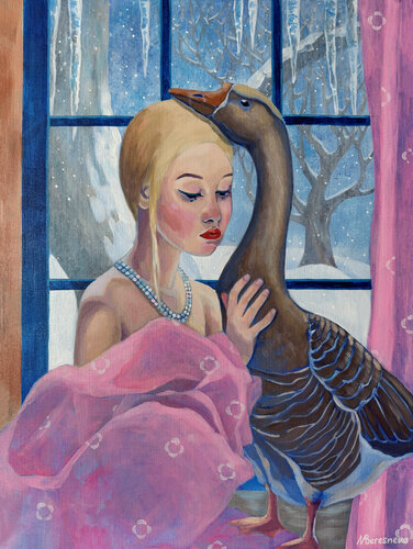 The Princess and the Goose van Marina Beresneva, Schilderij te koop op Singulart