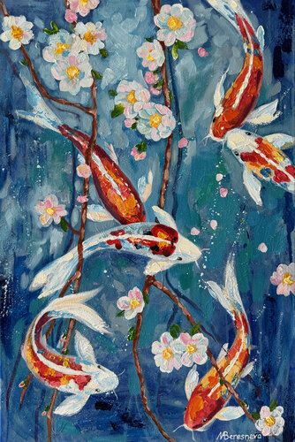 KOI IN THE SPRING van Marina Beresneva, Schilderij te koop op Singulart