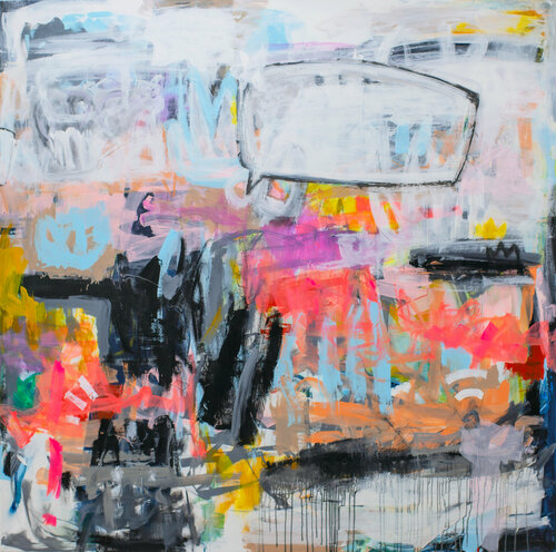 | QD&C -  THE QUEEN, HER DOG AND THE NEIGHBOURHOOD CAT van Maike Barbara Maier, Schilderij te koop op Singulart