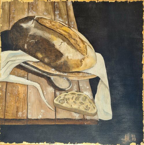 Freshly baked bread by Maryna Mytskan, 油畫 for Sale on Singulart
