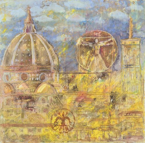 Florence.The presence of Leonardo da Vinci van Maryna Mytskan, Schilderij te koop op Singulart