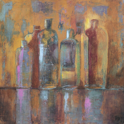 BOUTEILLES ROSES von Brigitte Rochas, Malerei kaufen auf Singulart