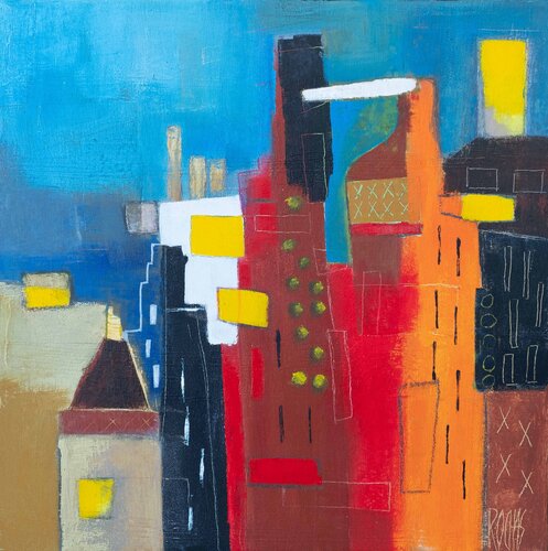 LA VILLE - Série urbaine van Brigitte Rochas, Schilderij te koop op Singulart