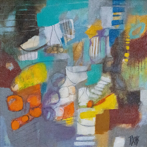 LES MARCHES - Série Songes Urbains van Brigitte Rochas, Schilderij te koop op Singulart