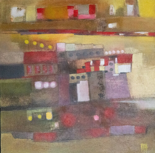 PETITS TOITS ROUGES - Série Songes Urbains von Brigitte Rochas, Malerei kaufen auf Singulart