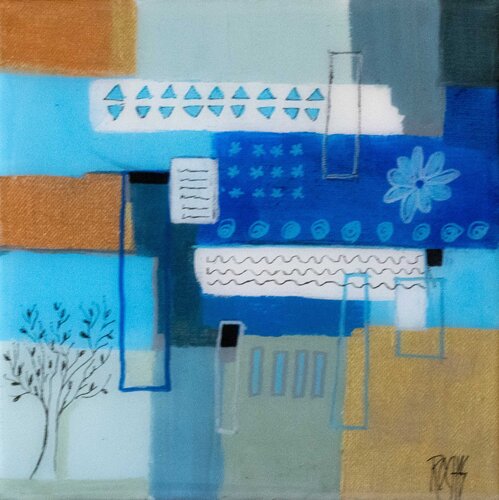 Petites Fleurs Bleues van Brigitte Rochas, Schilderij te koop op Singulart