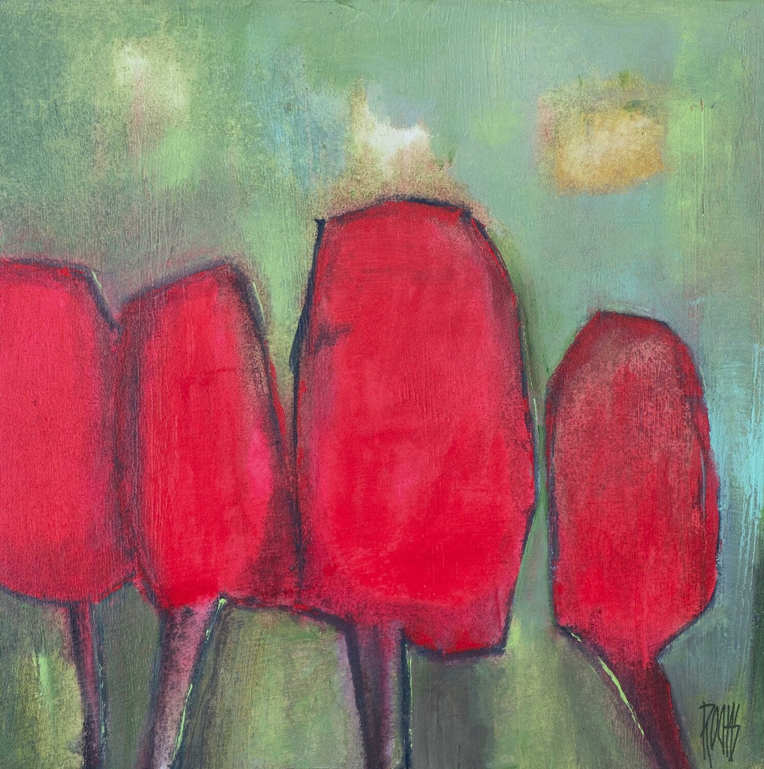 ARBRES OU TULIPES - Série Evasion Brigitte Rochas Originalgemälde zu verkaufen