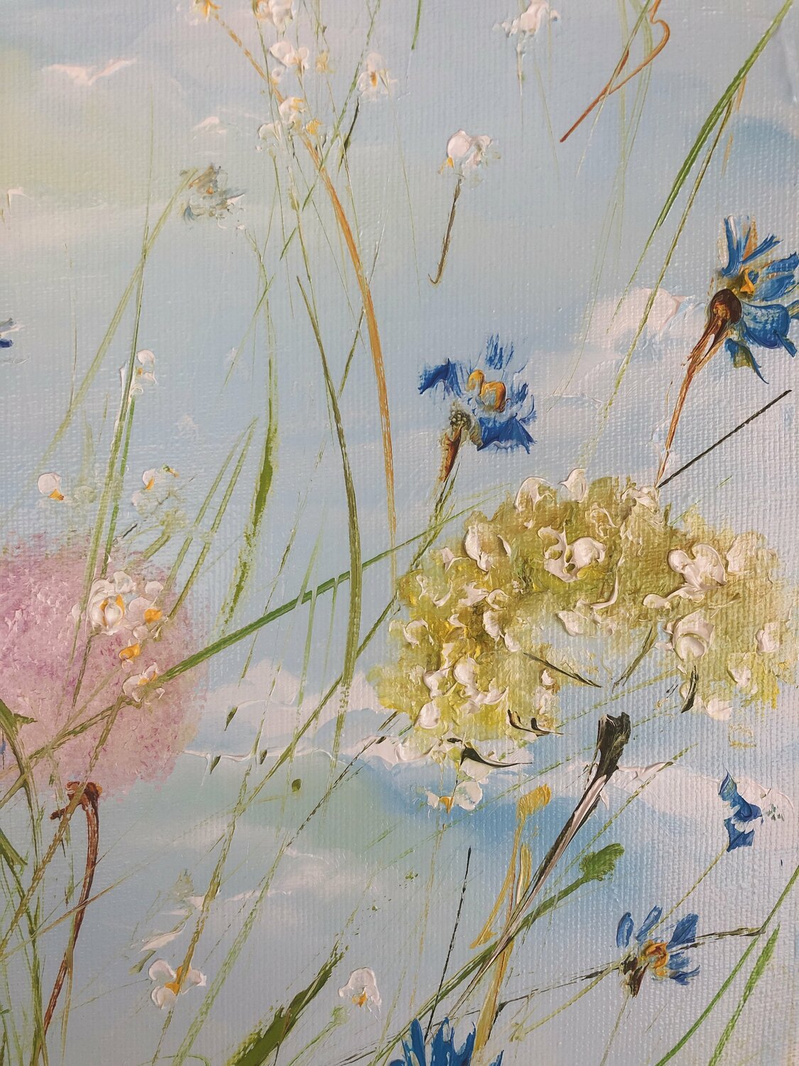 AERIAL WILDFLOWERS - Large wall art, Abstract oil Painting