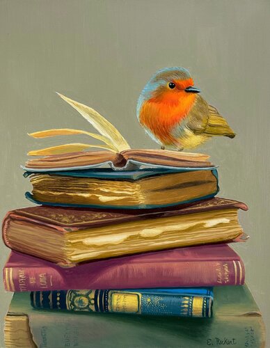 European Robin van Elizabeth Rickert, Schilderij te koop op Singulart