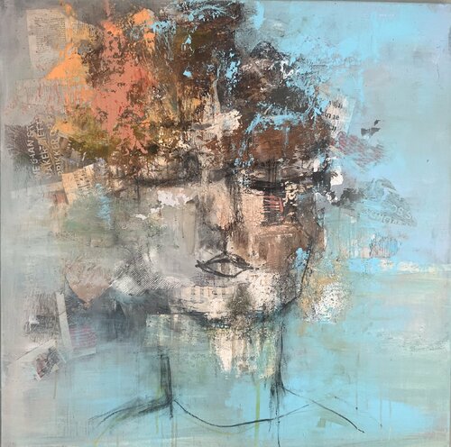 Mrs. Blue di Hennie Van De Lande, Pittura in vendita su Singulart
