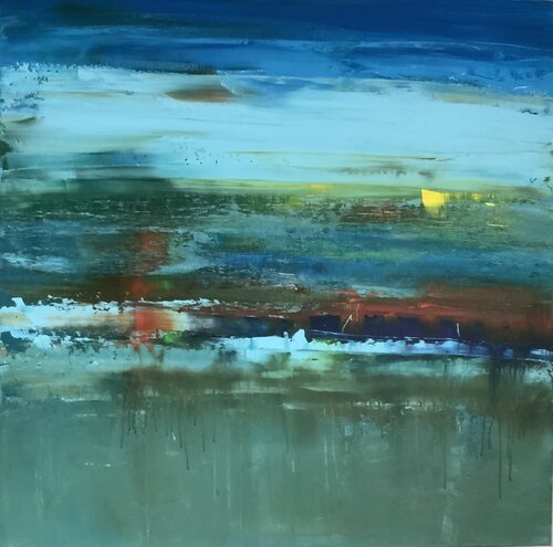 A yellow spot by Hennie Van De Lande, 油畫 for Sale on Singulart