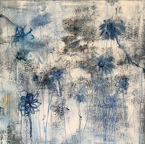 Blue flowers von Hennie Van De Lande, Malerei kaufen auf Singulart