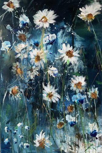 Flower Party di Hennie Van De Lande, Pittura in vendita su Singulart