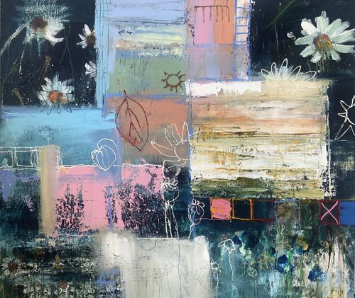 Between flowers di Hennie Van De Lande, Pittura in vendita su Singulart