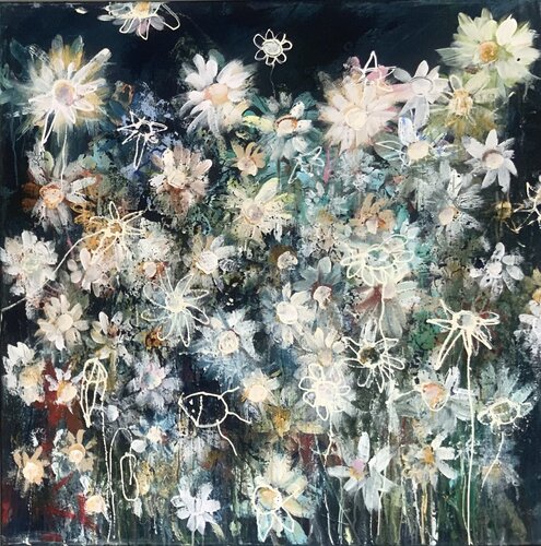 Between the flowers by Hennie Van De Lande, 회화 for Sale on Singulart