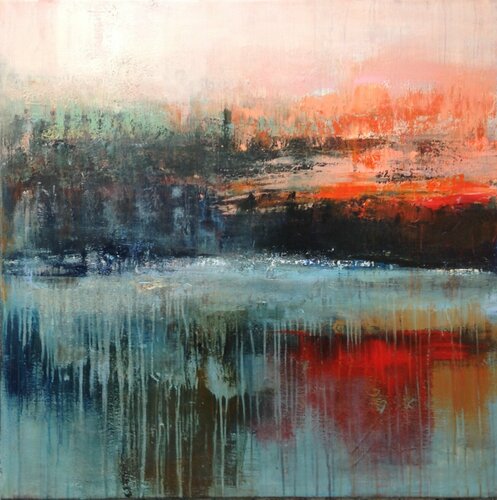 Reflection in red di Hennie Van De Lande, Pittura in vendita su Singulart