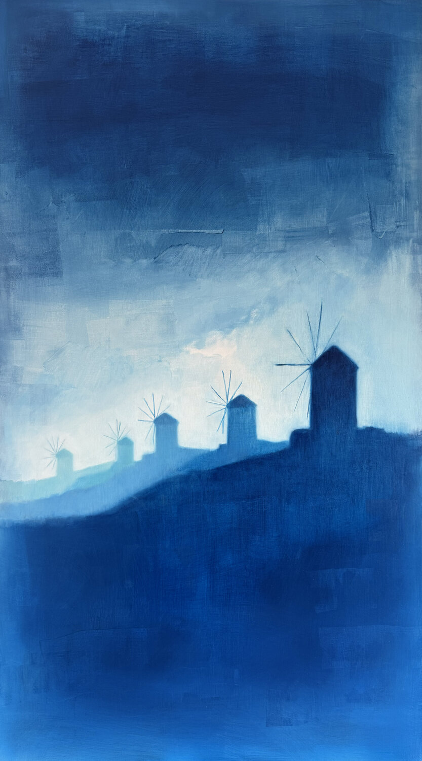 Windmills of Mykonos Lance Hewison Originalgemälde zu verkaufen