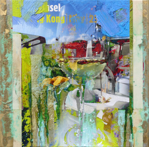 Souvenir with a Glass of White Wine di Peter Vahlefeld, Pittura in vendita su Singulart