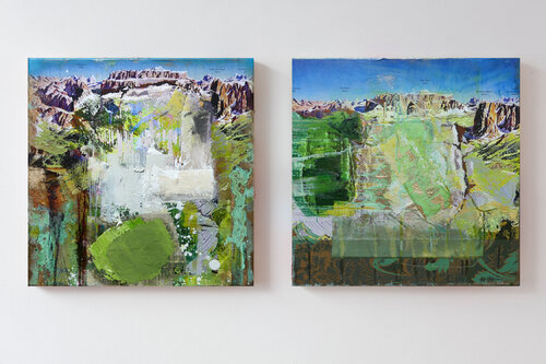 Installation View: Untitled Genre (Landscape #1, #2) van Peter Vahlefeld, Schilderij te koop op Singulart