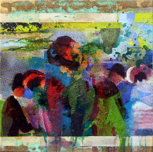 Der Goldene Reiter #3 (nach August Macke) van Peter Vahlefeld, Schilderij te koop op Singulart