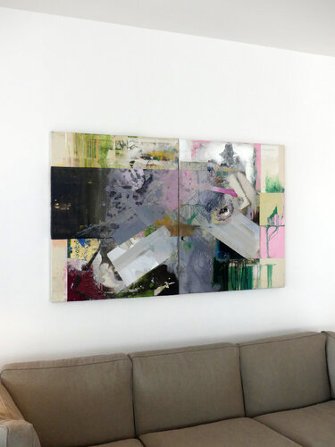 Installation View: Untitled Readymade (Overpainted Fashion Ad #1) par Peter Vahlefeld, Peinture en vente sur Singulart