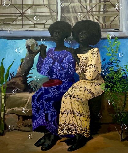 Sisters from the 70s by Olamide Ogunade Olisco, Painting for Sale on Singulart