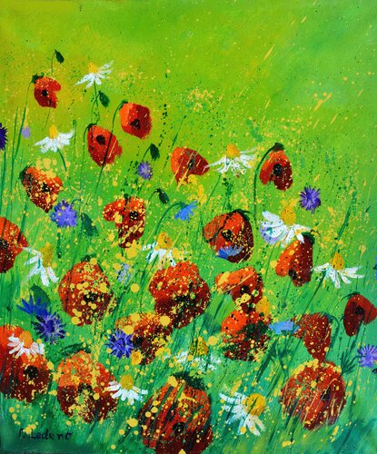 Red poppies - 672020 van Pol Ledent, Schilderij te koop op Singulart