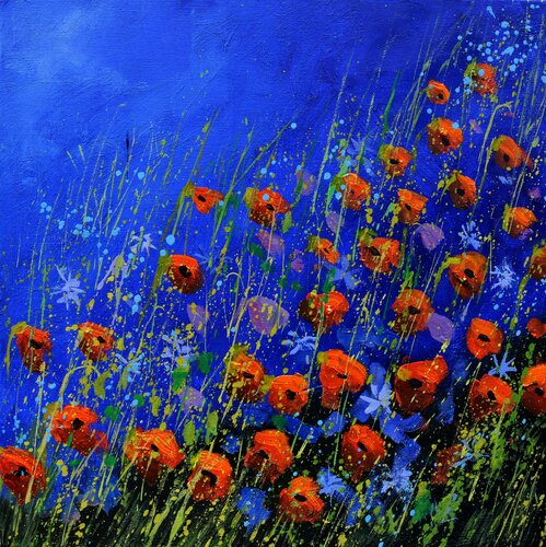 Red poppies - 442020 van Pol Ledent, Schilderij te koop op Singulart