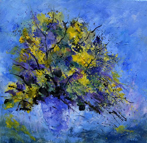 Yellow and violet still life  - 442020 van Pol Ledent, Schilderij te koop op Singulart