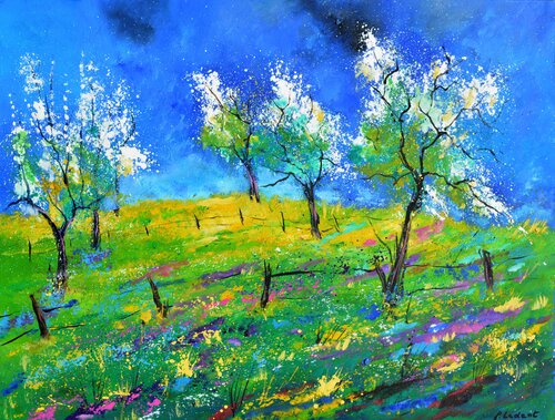 orchard in  spring -  793170 di Pol Ledent, Pittura in vendita su Singulart