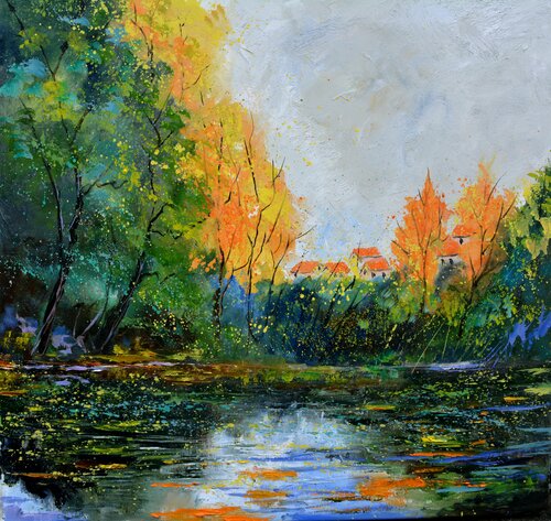 Autumnal pond near my home -  772021 van Pol Ledent, Schilderij te koop op Singulart