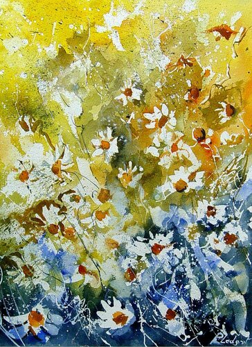 Daisies -  21 van Pol Ledent, Werk op papier te koop op Singulart