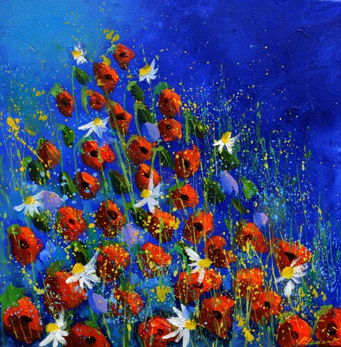 Flight of poppies  - 442020 van Pol Ledent, Schilderij te koop op Singulart