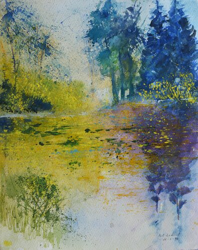 Etang jaune -  aquarelle par Pol Ledent, Œuvre sur papier en vente sur Singulart