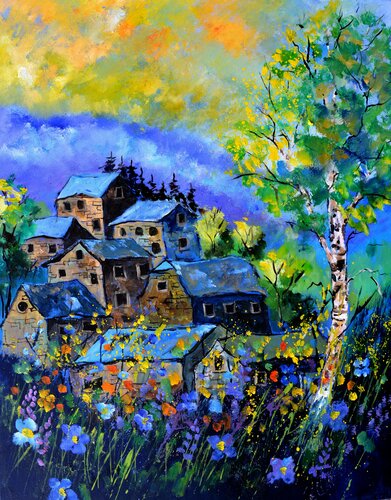 Old houses in summer  - 792021 von Pol Ledent, Malerei kaufen auf Singulart
