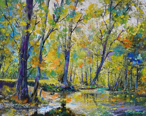 Little river in summer von Pol Ledent, Malerei kaufen auf Singulart