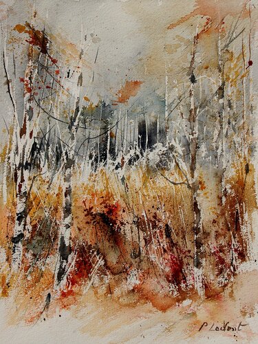 A few aspen trees - watercolor 904012 di Pol Ledent, Opera su carta in vendita su Singulart