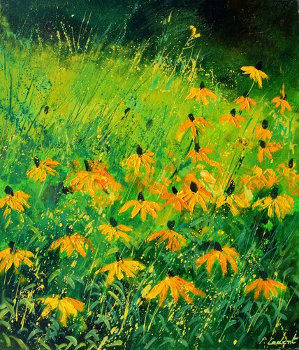 Yellow rudbeckias  67 von Pol Ledent, Malerei kaufen auf Singulart
