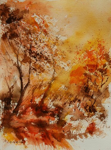 Autumn in a wood - watercolor 903071 di Pol Ledent, Opera su carta in vendita su Singulart