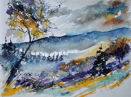 My countryside - watercolor 310130 di Pol Ledent, Opera su carta in vendita su Singulart