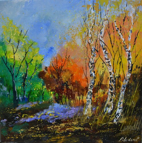 Three aspen trees   442021 van Pol Ledent, Schilderij te koop op Singulart